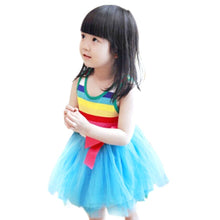 Baby Girls Puffy Dress Dancing Clothes Princess Tutu Rainbow Striped Dresses Kids Clothing SM6