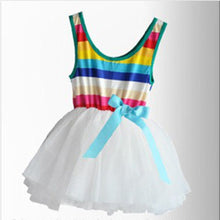 Baby Girls Puffy Dress Dancing Clothes Princess Tutu Rainbow Striped Dresses Kids Clothing SM6