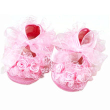 Baby Girls First Walkers Pink Flowers Lace born Baby Shoes Soft Sole 2 Colors  SM6