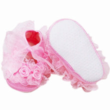 Baby Girls First Walkers Pink Flowers Lace born Baby Shoes Soft Sole 2 Colors  SM6
