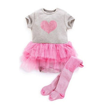 Baby Girls Toddler Puffy Tutu Dress Gauze Love Print Short Sleeve Dress Outfits Infant Clothing forSM6