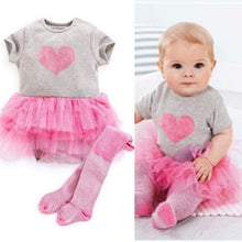 Baby Girls Toddler Puffy Tutu Dress Gauze Love Print Short Sleeve Dress Outfits Infant Clothing forSM6
