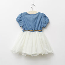 Baby Kids Girl Short Sleeve Denim Lace Dresses Tops White Guaze Children Tutu Dress Sundress 1-6Y  SM6