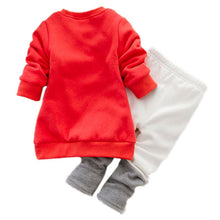 Baby Kids Girls Clothes Set Cotton Thick Velvet Outfits Long Sleeve T shirtsPants Cartoon SM6