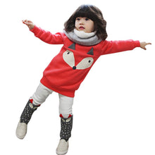 Baby Kids Girls Clothes Set Cotton Thick Velvet Outfits Long Sleeve T shirtsPants Cartoon SM6