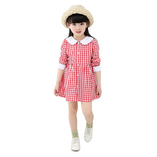 Baby Kids Girls Vogue Long Sleeve Plaid Dress Princess Collar Party Dress 0-4Y SM6