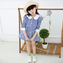 Baby Kids Girls Vogue Long Sleeve Plaid Dress Princess Collar Party Dress 0-4Y SM6