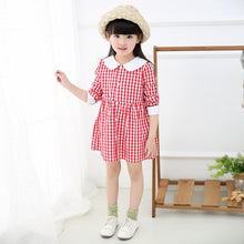 Baby Kids Girls Vogue Long Sleeve Plaid Dress Princess Collar Party Dress 0-4Y SM6