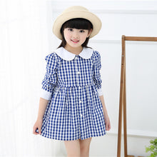 Baby Kids Girls Vogue Long Sleeve Plaid Dress Princess Collar Party Dress 0-4Y SM6