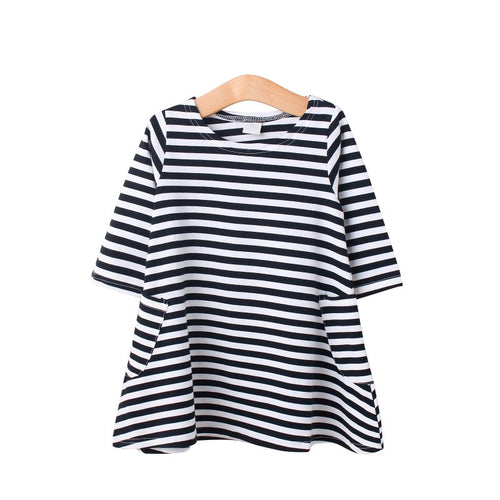 Baby  Mom Family Matching Outfits Dress Women Kids Pajamas Stripe Three Quater Sleeve Mother and Child Clothing SM6