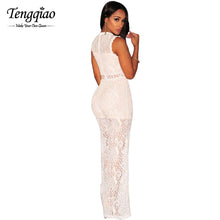 Back Zip  Floral White Lace Jumpsuit  Sexy Romper Sleeveless Elegant Party Wide Leg Jumpsuit Long Pant SM6