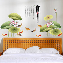 Background ink lotus sitting room the bedroom decorates household adornment wall stickers in the wall SM6