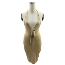 Backless Dress Off Shoulder Sleevelss Halter Summer Dress Hollow Out Sexy V-Neck Dress Slim Vestidos De Verano#B803 SM6