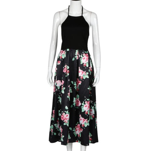 Backless Dress Retro Floral Maxi Dresses Off Shoulder Spaghetti Strap Long Summer Dress Vestidos Longo#B720 SM6