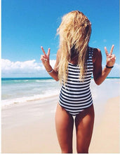Backless Jumpsuit Sexy Cross Bandage Halter Women Bodysuit Striped Summer Beachwear Padded Sexy Rompers#121 SM6