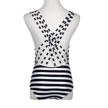 Backless Jumpsuit Sexy Cross Bandage Halter Women Bodysuit Striped Summer Beachwear Padded Sexy Rompers#121 SM6