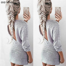 Backless Long Sweater Solid Long Sleeve Casual Autumn Basic Pullovers Sexy Slim Bodycon Knitwear Robe Pull Femme Hiver#C113 SM6