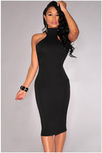 Backless Red Bodycon Sexy Party Formal Dress   Pencil Long Maxi Dress Elegant Sleeveless Turtleneck Dress SM6