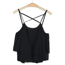 Backless Women Camis 2017 Summer Tops Cross Bandage Chiffon Summer Beach Crop Top Irregular Camisole Tomara Que Caia#121 SM6