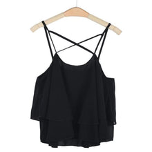 Backless Women Camis 2017 Summer Tops Cross Bandage Chiffon Summer Beach Crop Top Irregular Camisole Tomara Que Caia#121 SM6