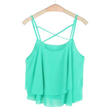 Backless Women Camis 2017 Summer Tops Cross Bandage Chiffon Summer Beach Crop Top Irregular Camisole Tomara Que Caia#121 SM6