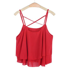 Backless Women Camis 2017 Summer Tops Cross Bandage Chiffon Summer Beach Crop Top Irregular Camisole Tomara Que Caia#121 SM6