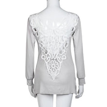 Backless Women Top Sexy Black Lace Hollow Out Blouse Long Sleeve Casual Loose Blouse Ladies Autumn Outwear Roupa Feminina#C928 SM6