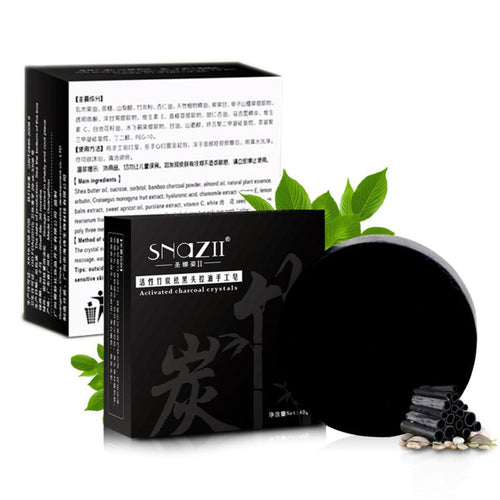 Bamboo Charcoal Handmade Soap Skin Care Treatment Natural Skin Whitening Blackhead Remover Acne Treatment Control Oil SM6