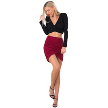 Bandage Elastic Women Pleated Skirt Slim Sexy Mini Pencil Skirts Clubwear Suitable Casual Formal Solid Color Clothing Black SM6