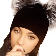 Beanie Women Double Fur Pompom Removable Ball Kawaii Women Knitted Winter Hats Warm Outwear Gorros Mujer Invierno#A11 SM6