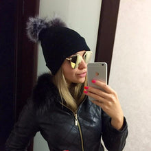 Beanie Women Double Fur Pompom Removable Ball Kawaii Women Knitted Winter Hats Warm Outwear Gorros Mujer Invierno#A11 SM6