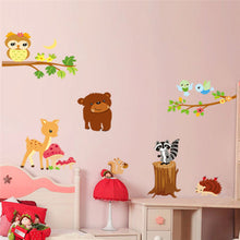 Bear owl deer squirrel bird animal wall stickers for kids room decorations cartoon wall art zoo children wall decals 9089. 3.5 SM6