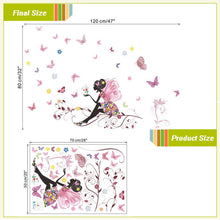 Beautiful Girl Butterfly Flower Art Wall Sticker For Home Decor DIY Personality Mural Child Room Nursery Decoration Print Poster SM6