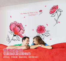 Beautiful flowers in the fifth generation of PVC can remove the transparent film Sitting room background wall decoration SM6