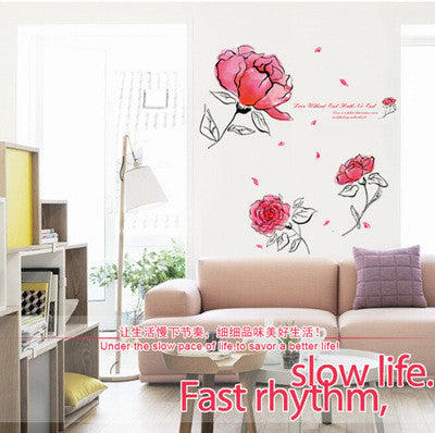 Beautiful flowers in the fifth generation of PVC can remove the transparent film Sitting room background wall decoration SM6