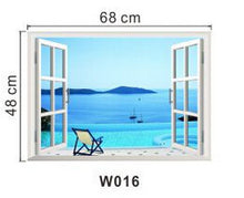 Beautiful sky tropical ocean 3D window view blue sea home decor wall sticker creative scenery living room office decals stickers SM6