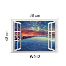 Beautiful sky tropical ocean 3D window view blue sea home decor wall sticker creative scenery living room office decals stickers SM6