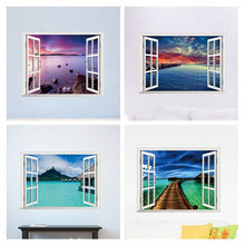Beautiful sky tropical ocean 3D window view blue sea home decor wall sticker creative scenery living room office decals stickers SM6