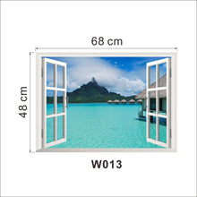 Beautiful sky tropical ocean 3D window view blue sea home decor wall sticker creative scenery living room office decals stickers SM6