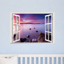 Beautiful sky tropical ocean 3D window view blue sea home decor wall sticker creative scenery living room office decals stickers SM6