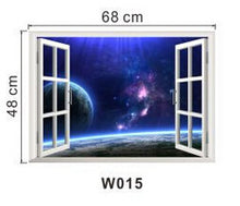 Beautiful sky tropical ocean 3D window view blue sea home decor wall sticker creative scenery living room office decals stickers SM6