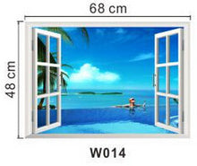 Beautiful sky tropical ocean 3D window view blue sea home decor wall sticker creative scenery living room office decals stickers SM6