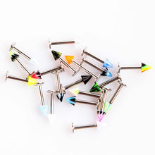 Beauty 20Pcs Colorful Stainless Steel Cone Lip Rings Bars Labret Stud Piercing SM6