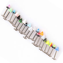 Beauty 20Pcs Colorful Stainless Steel Cone Lip Rings Bars Labret Stud Piercing SM6