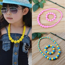 Beauty Baby Girls Cartoon Colorful Bead Necklace Bracelet Jewelry Set kids Gift SM6