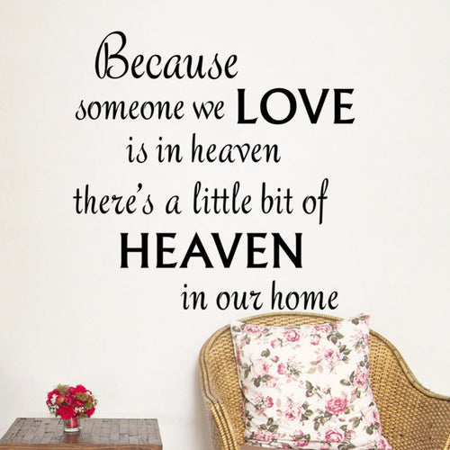 Because Love Heaven Characters Wall Stickers Home Decor Decals Art  Modern Removable TV Background Wall Black PVC 57*36CM SM6