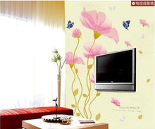 Bedroom Background Flower Pink Romantic Wall Stickers Home Decor Home Decoration SM6