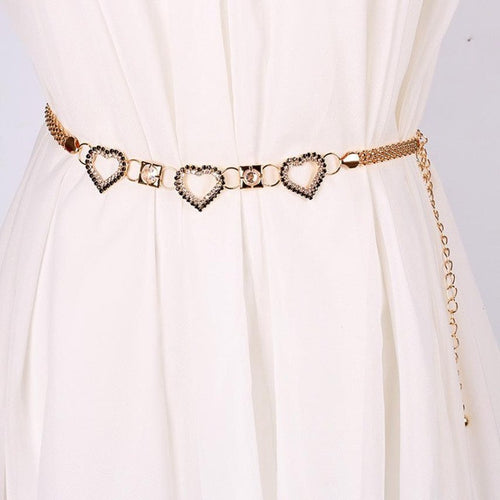 Belts For Women Luxury Alloy Diamonds Heart Dress Decration Fashion Joker Set Auger Love Belt Ceinture Femme#E825 SM6