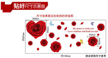 Big Red Rose Flowers 3d Wall Stickers Home Decor Sticker Flower Removable Background Red 60*90CM SM6