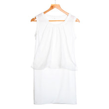 Big Women Dress Chiffon O Neck Office Dress Sleeveless Csual Bodycon Dress Vestidos BlueWhite Olus Size SM6